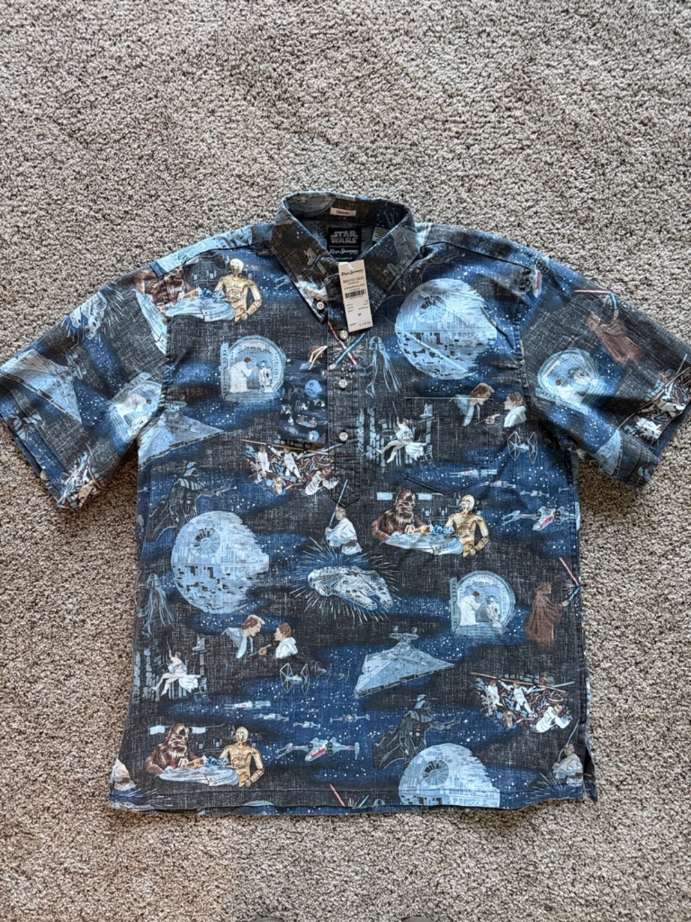 Reyn Spooner Star Wars Navy and Black Button-Up Shirt